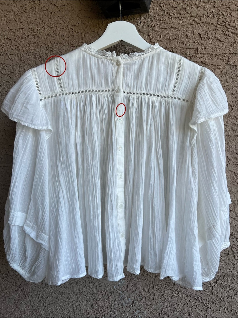 Free People White Lace Yoke Peasant Top - Picture 6 of 6